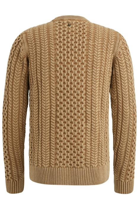 PME legend r-neck garment dye cable knit